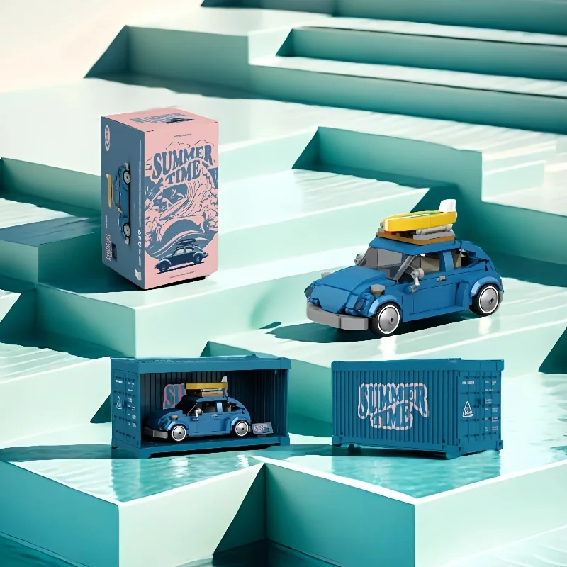 مجموعة مكعبات بناء مجمعة مع صندوق عرض حاوية سلسلة مكعبات بناء تجميع إبداعية للأولاد فوق 6 سنوات مثل t