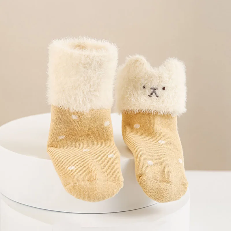 3 Pairs a Lot A-class Quanlity Kids Winter Thicken Socks Girls Cute Bear Socks Children Warm Fleece Padded In Tube Socks