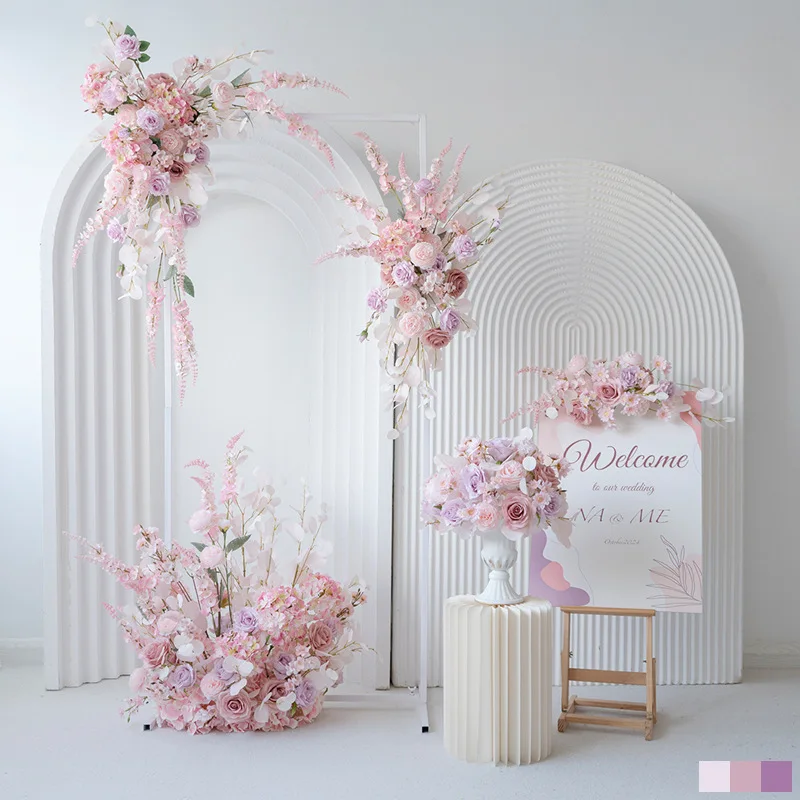 Autumn pink wedding decoration simulated flower flower arrangement KT board arrangement marriage proposal birthday banquet