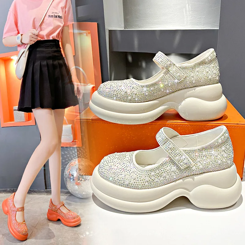

Женские универсальные туфли, модель 2024 года, женская обувь, прозрачные туфли-оксфорды с закрытым носком, на платформе, новое платье, блестящие летние туфли Cree
