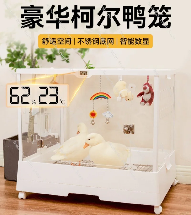 Acrylic Large Duck Chicken Cage Luxury Indoor Pet Villa Rabbit Hutch With Removable Tray Call Duck Bunny House Transparent