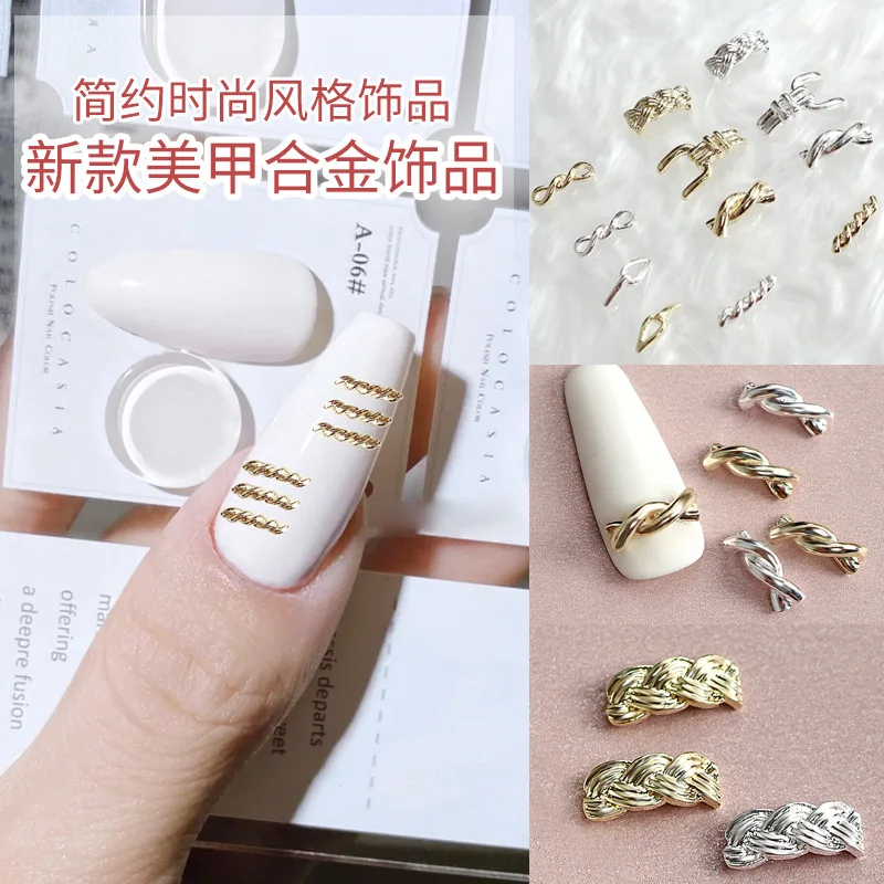 50 piezas de Metal 3D para decoración de uñas, hebilla de anillo roscada de Metal, accesorios, piezas para decoración de uñas, diseño, suministros de decoración para manicura, Material