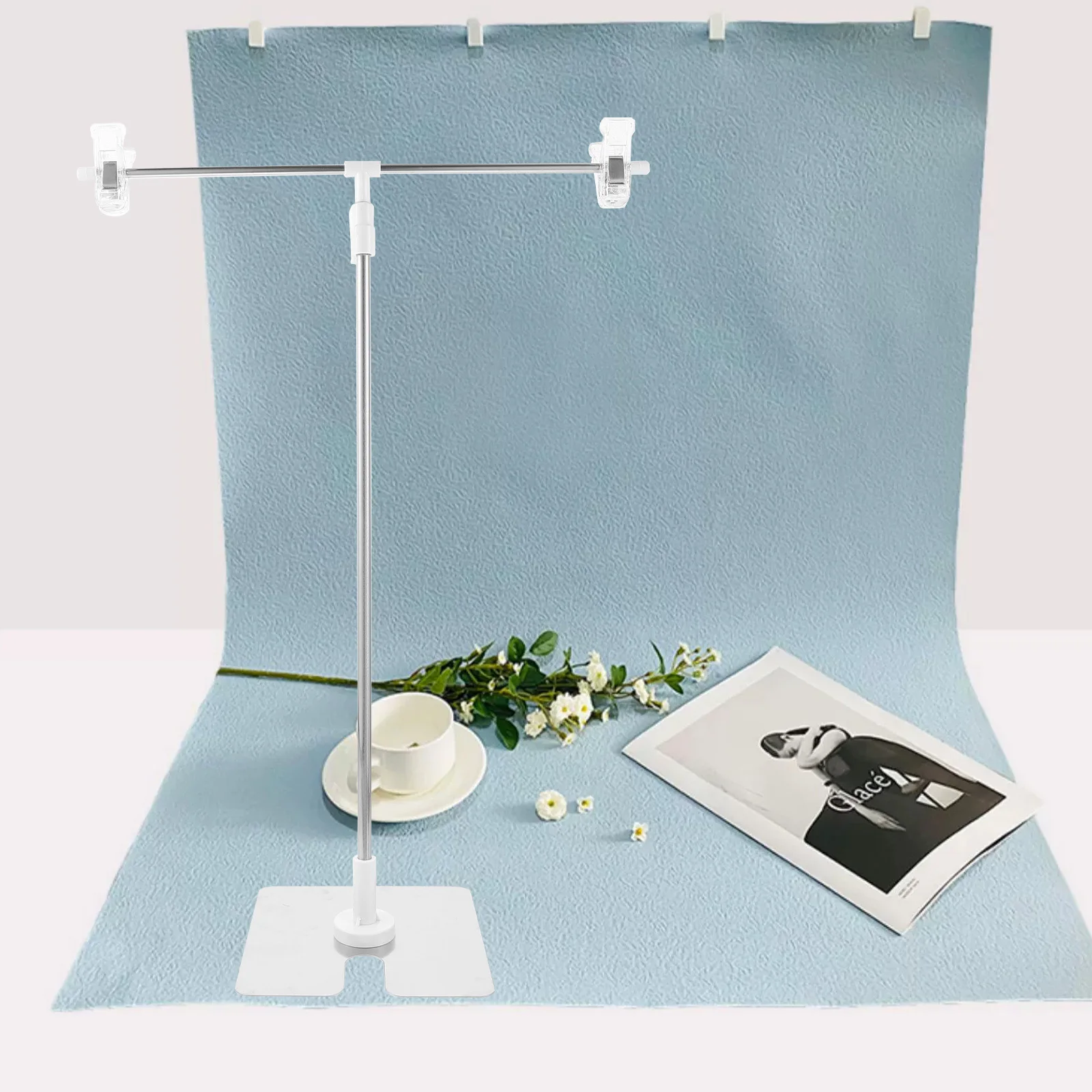 

T-Shape Photography Backdrop Stand Adjustable Mini Background Frame Portable Photography Tool for Jewelry Cosmetics Food Flat