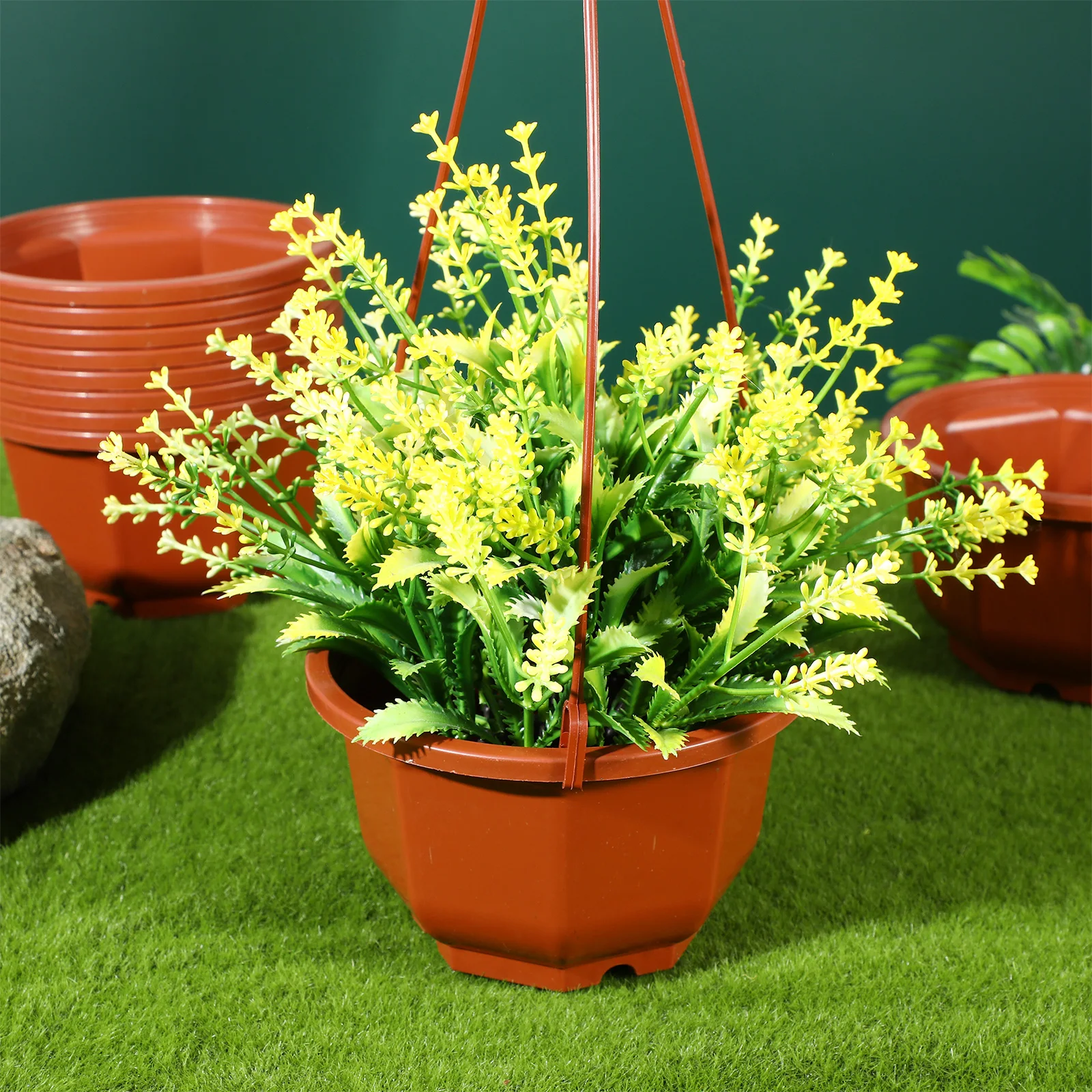 

10Sets Plastic Hanging Plant Pot Creative Flowerpot for Garden Balcony Fence Railing Hanging Orchid Pot Space Saving Plant