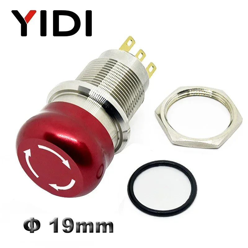 16 Mm 19 Mm 22 Mm Emergency Stop Switch Push Button Mushroom Stop Switch 1NO1NC 2NO2NC Menempel Switch On Off