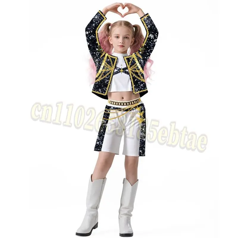 الفتيات ثلاثية الأبعاد الطباعة الرقمية رومي زوي ميرا تأثيري القمم تنورة مجموعة زي Kpop شيطان الصيادين موحدة هالوين حفلة لعب الأدوار الاطفال