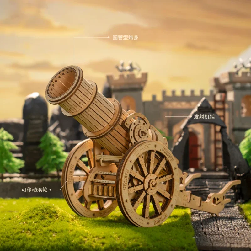 Robotime ROKR Wheeled Siege Artillery 3D Wooden Puzzle Game Toys for Children Kids KW801