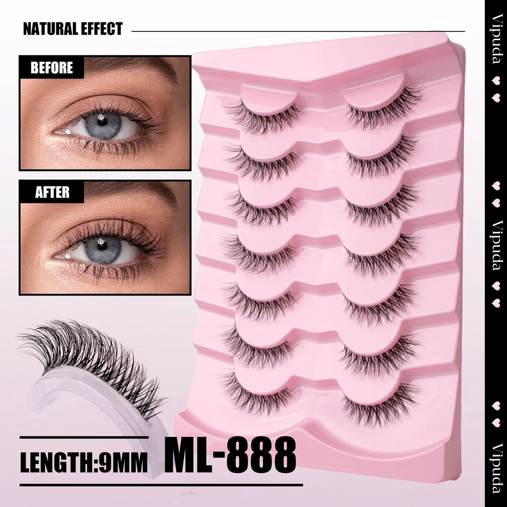 New Cat-Eye Mink Eyelash Curled Winged Natural Realistic Messy Lash Eye End Elongated Thick Soft False Lashes Bunches Extension