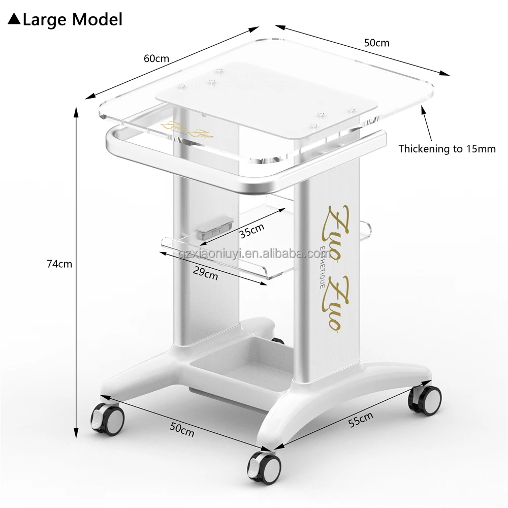 Customized logo Laser Equipment Cart Facial Acrylic Spa Salon Beauty Instrument Shelf Standing Therapy Trolley