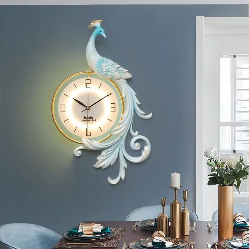 Creative Peacock Living Room Clock Home Fashion Alien Decoration Nordic Style Wall Hanging Home Clock