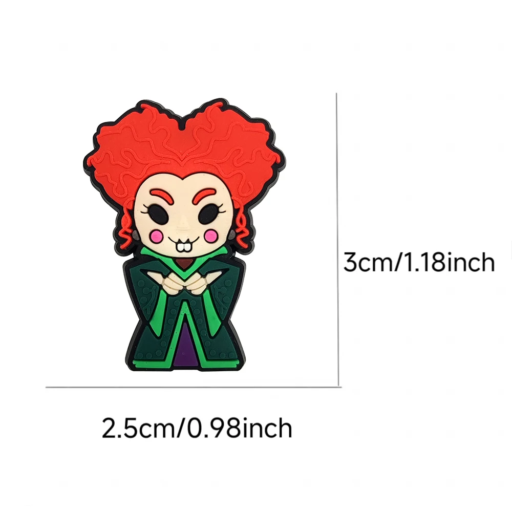 1-24pcs Cartoon Halloween Witch Series PVC Shoe Charms Accessories DIY Detachable Waterproof Shoe Decorations Buckle Gifts