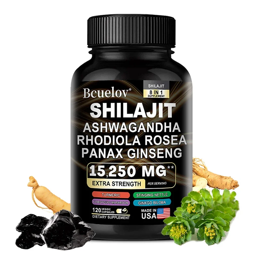 High Purity Shilajit Mineral Supplement - with Ashwagandha, Ginseng, Rhodiola, Replenish Energy, Strength, Immune Health