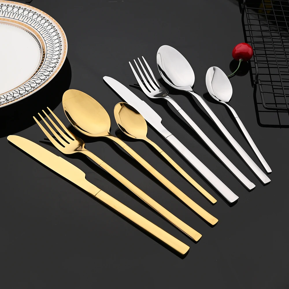 4Pcs/Set Black Wedding Cutlery Set Stainless Steel Tableware Knife Fork Spoon Dinnerware Set Kitchen Flatware Silverware