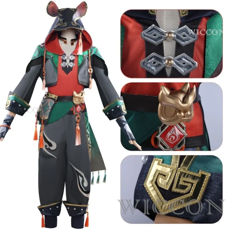 Gioco cosplay anime gioco impatto costume uniforme cappotto pantaloni parrucca vestito vestito per uomo Gioco di ruolo festa ра Мин abbigliamento