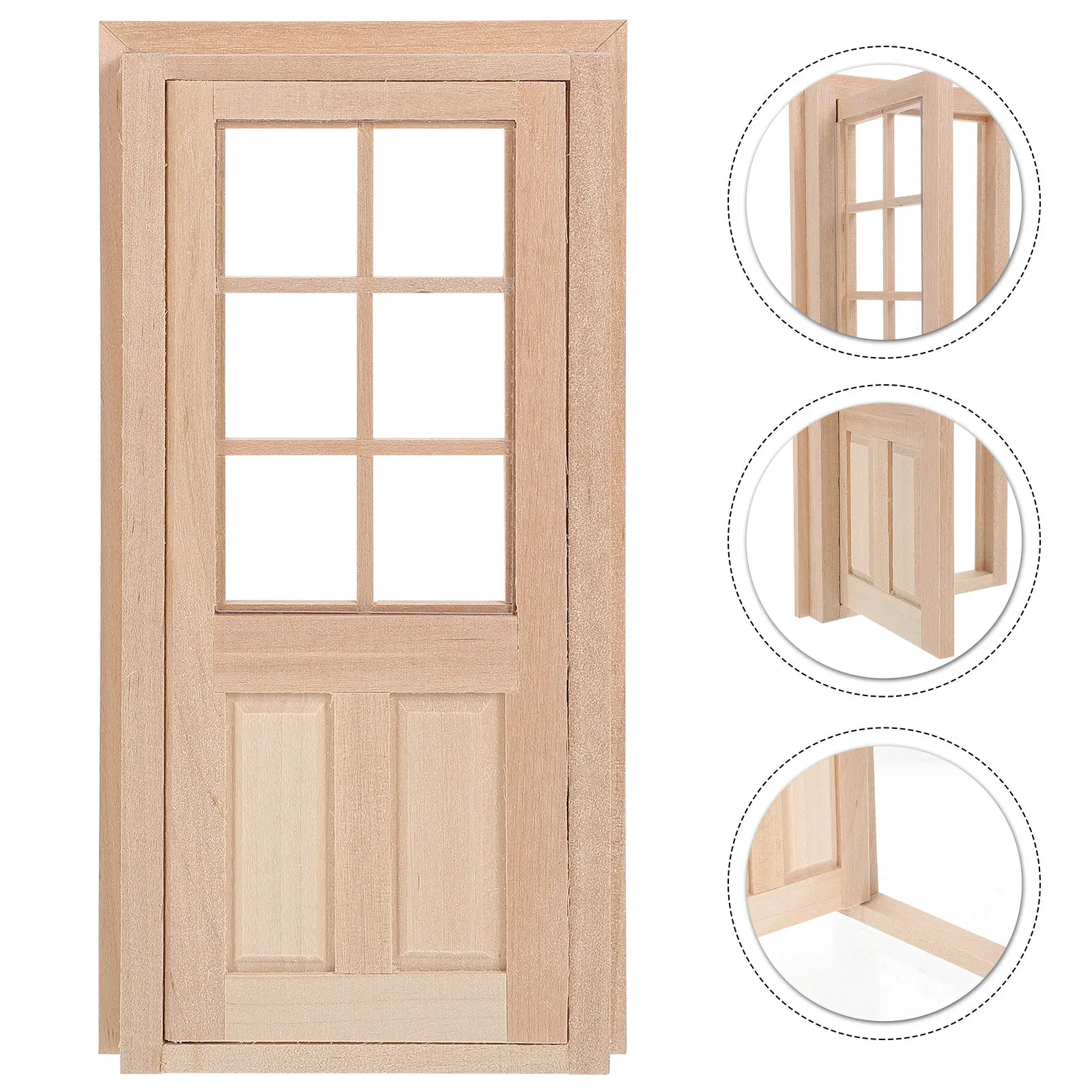 

1Set Miniature Door Wooden Decor Khaki DIY Mini Furniture Ornament Photo Prop Micro Landscape Decoration Door Model Decor