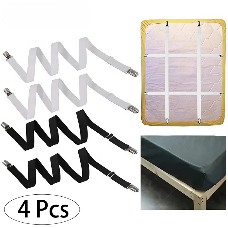 4PCS Double Clamp Multipurpose Sheet Gripper with Adjustable Non-Slip for Bed Sheets & Sofa Covers