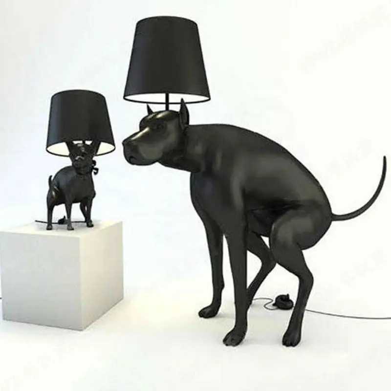 

Resin big dog cloth cover floor-to-ceiling lamp Nordic living room bedroom study children