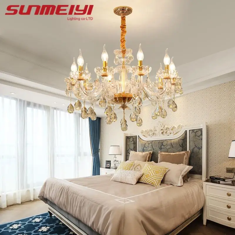 

European Style LED Chandelier Living Room Crystal Lamp Luxury Atmosphere Restaurant Lamp Modern Simple Bedroom Duplex Villa