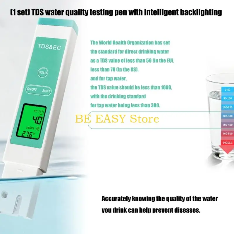E28F Easy to Use Sturdy Water Quality Probe for Pools Aquariums Monitors Salinities Temperature Meter Home Accessories