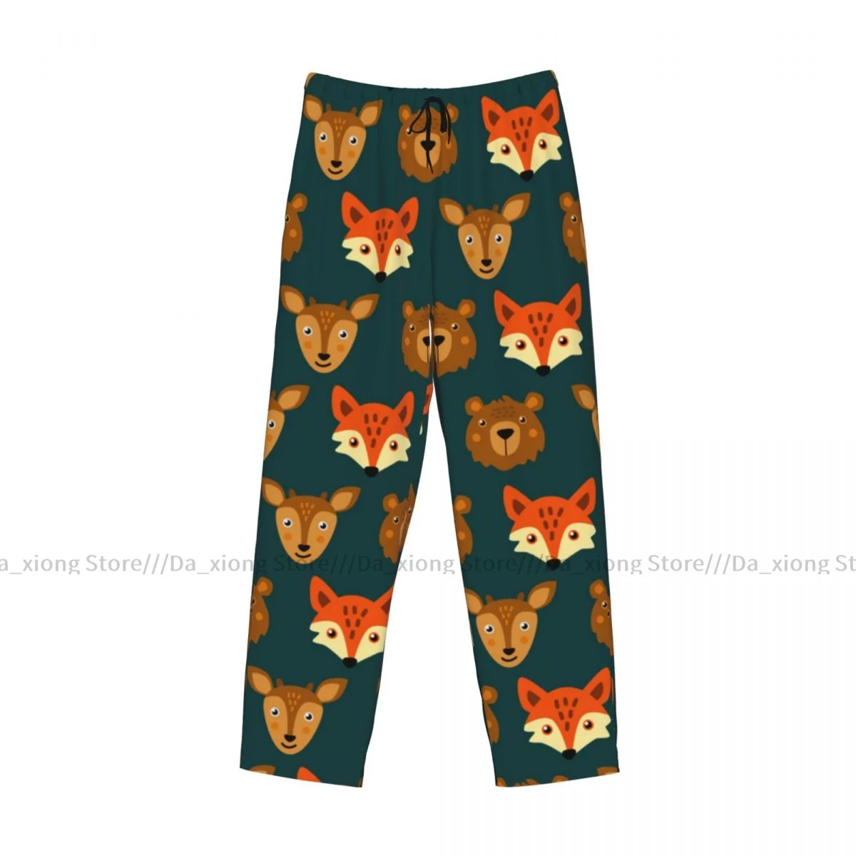 Ropa de dormir para hombre, pantalones de dormir sueltos, lindos y amigables, animales del bosque, pantalones largos de salón, ropa informal para el hogar