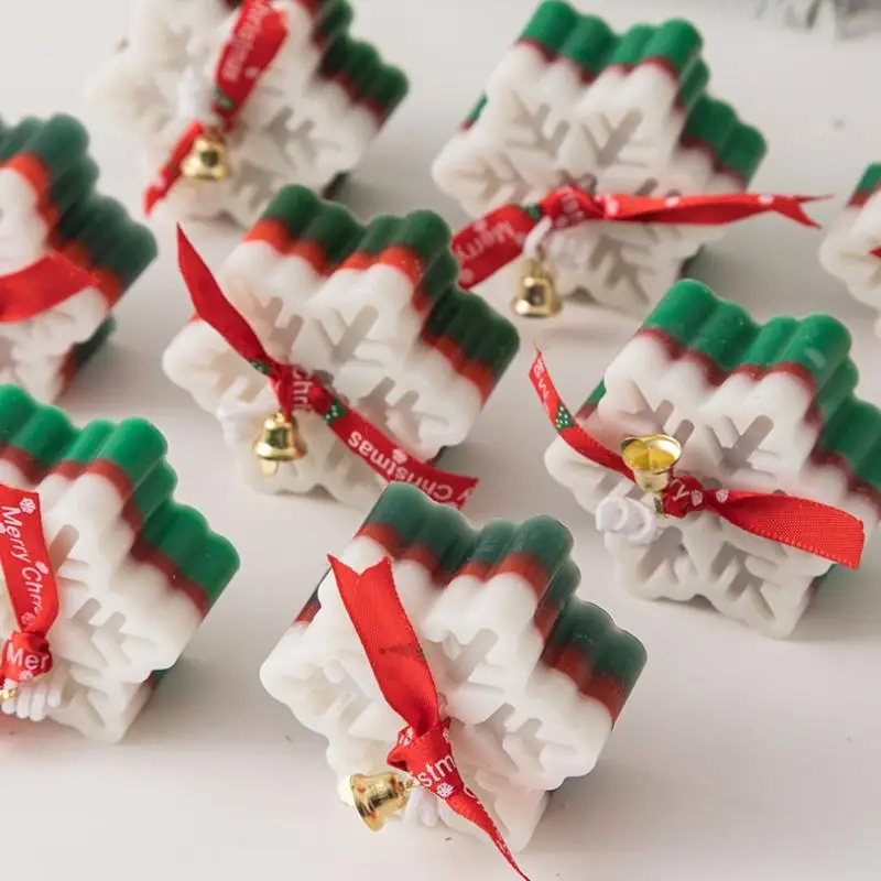 قطعة واحدة من شمعة الروائح على شكل ندفة الثلج - ديكور منزلي إبداعي لعيد الميلاد والشتاء، هدية تذكارية احتفالية