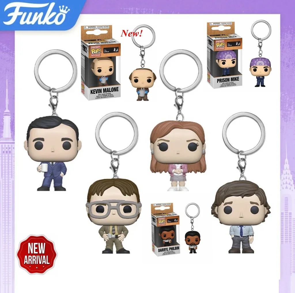 FUNKO POP The Office Keychain Toy PAM BEESLY DWIGHT SCHRUTE Darryl Kevin Michael Vinyl Figure Pocket Pop Keychain Pendants Toys