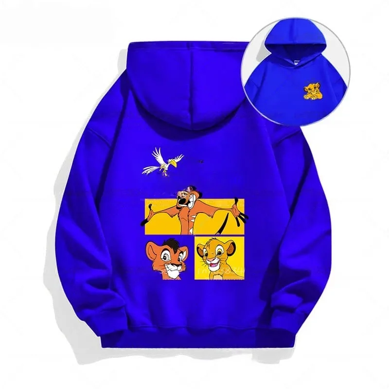 الخريف الأسد الملك سيمبا الكرتون طباعة الأطفال هوديي الاطفال طويلة الأكمام رقيقة البلوز موضة الدافئة الأطفال بلايز هدية