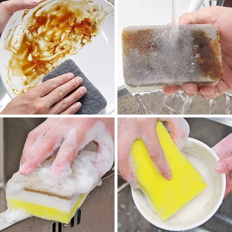 5/1Pcs Double-sided Cleaning Spongs Household Scouring Pad Kitchen Dish Cloth Auto Sponge Wipe Cleaning Towels Accessories