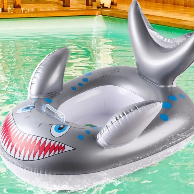 Shark Baby Swim Seat Ring | Toddler Floater with Safety Handles & Non-Slip Base | Inflatable Pool Floatie for Kids 1-4 Years