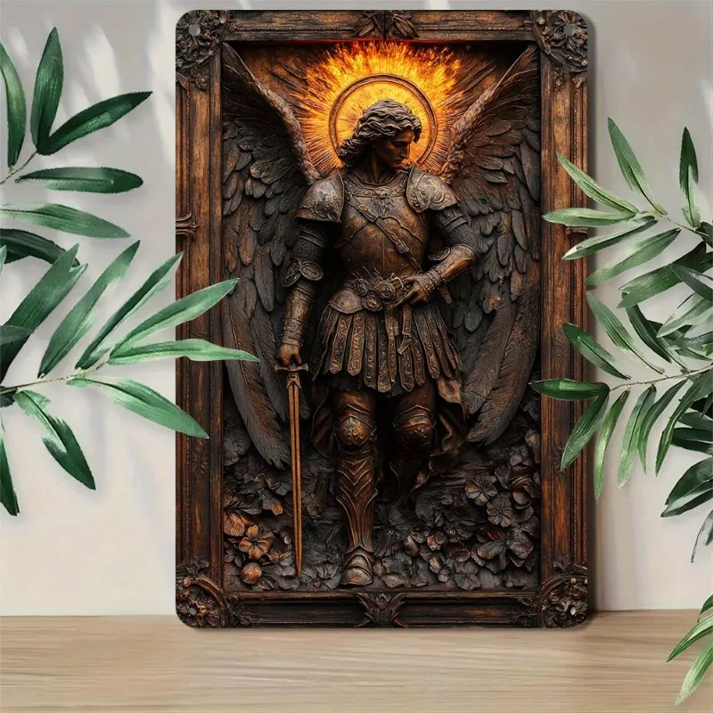 

Angel Warrior Tin Signs - Funny Halloween & Christmas Wall Art, Easy Install Decor for Home, Bar, Kitchen, 7.9x11.8"/11.8x17.7"
