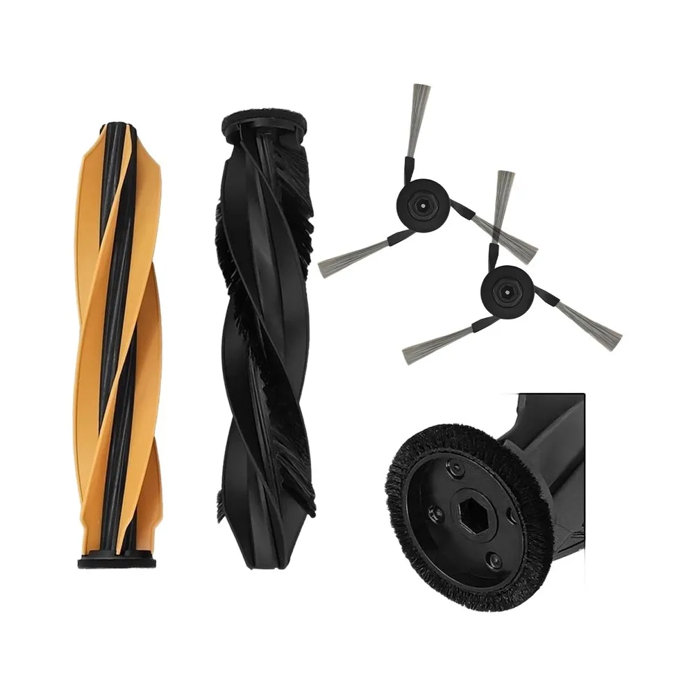 Replacement Brush Kit Including Main Roller Brush and Two Side Brushes for Mova V50 Ultra and For Dreame For X50 PRO