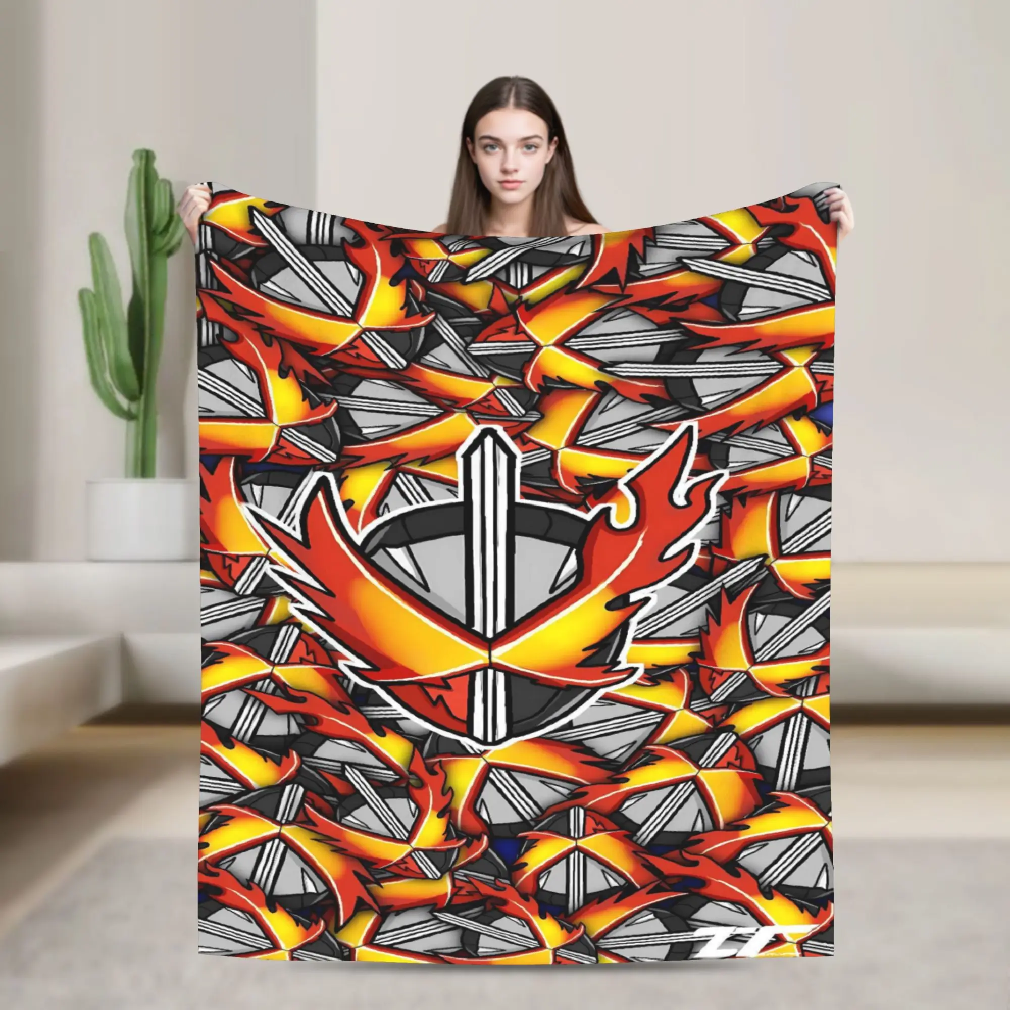 Warm Orange Chaos Kamen Rider Flannel Blanket  Soft Warm Throw Blanket for Home Decor Travel Print Bedspread Sofa Bed Cover