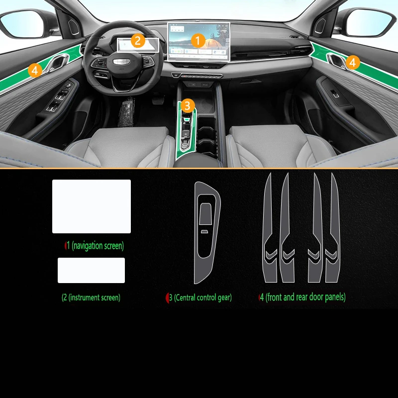 For Geely Coolray 2025 Belgee X50 Tpu Transparent Car Interior Protective Film Sticker Center Console Trim Prevent Scratches #2