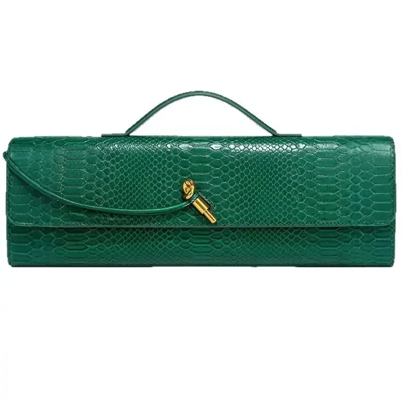 Elegant Women's Crocodile Pattern Clutch Shoulder Bag Fashionable Accordion Design Evening Bag Handbag Single Strap Crossbody