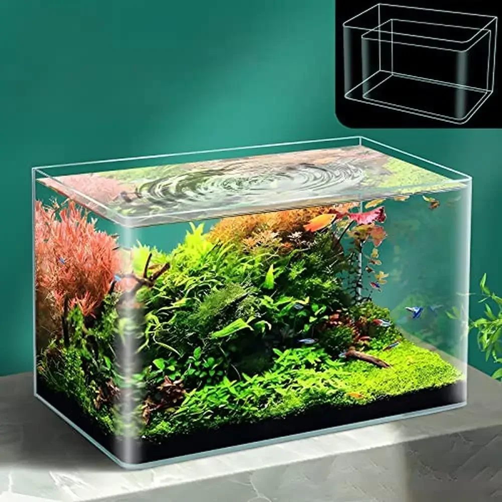 Rimless Glass Cube Fish Tank 4G 2G Betta Nano Goldfish Snail Shrimp Aquarium Tank Home Office Decoration Aquatic Environments