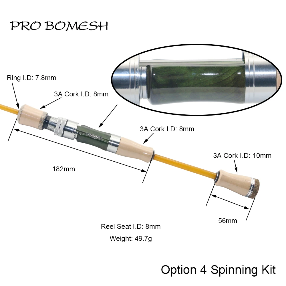 Pro Bomesh Holz Spinning Casting Reel Sitz Split 3A Kork Griff Kit DIY Forelle Angelrute Gebäude Komponente Reparatur Zubehör – Detail 17