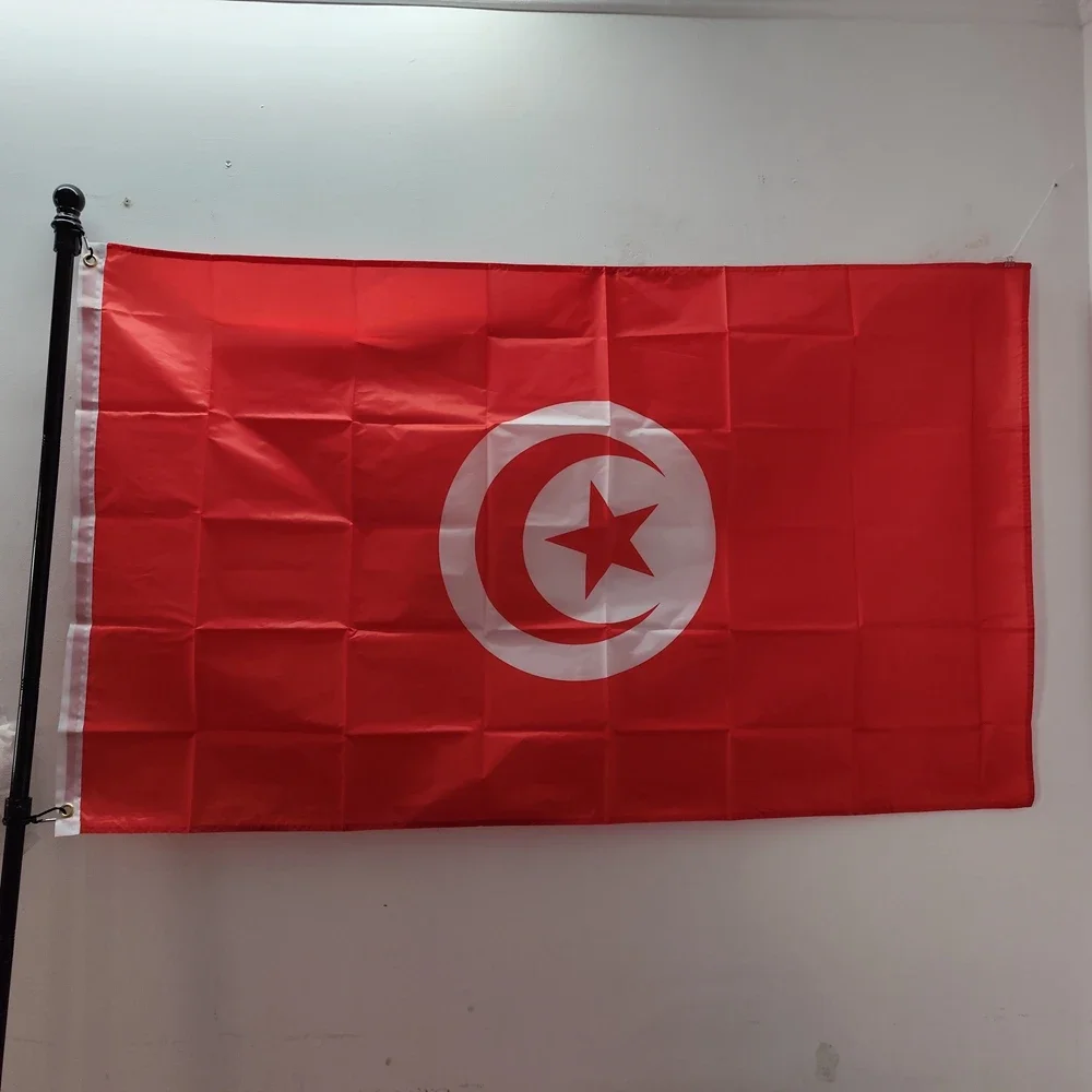 

Tunisian National Flags, TUN TN Flag, Polyester, Red Star and Crescent, 90x150cm