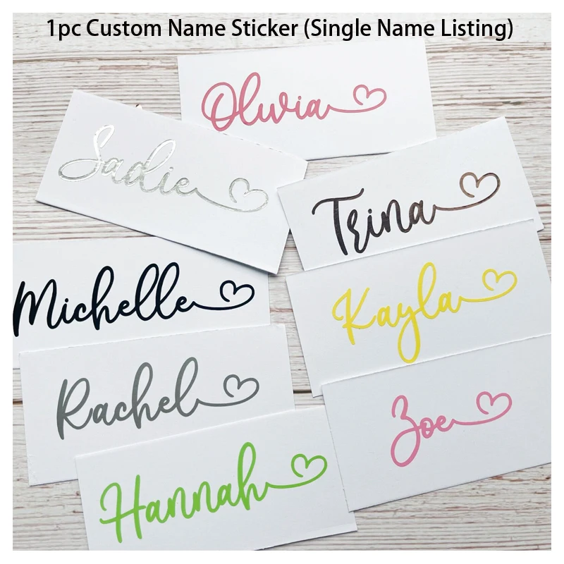 Personalised Name Sticker Vinyl Decal for Kids Water Bottle & Lunchbox Love Heart Style Decorative Label of 1 Piece