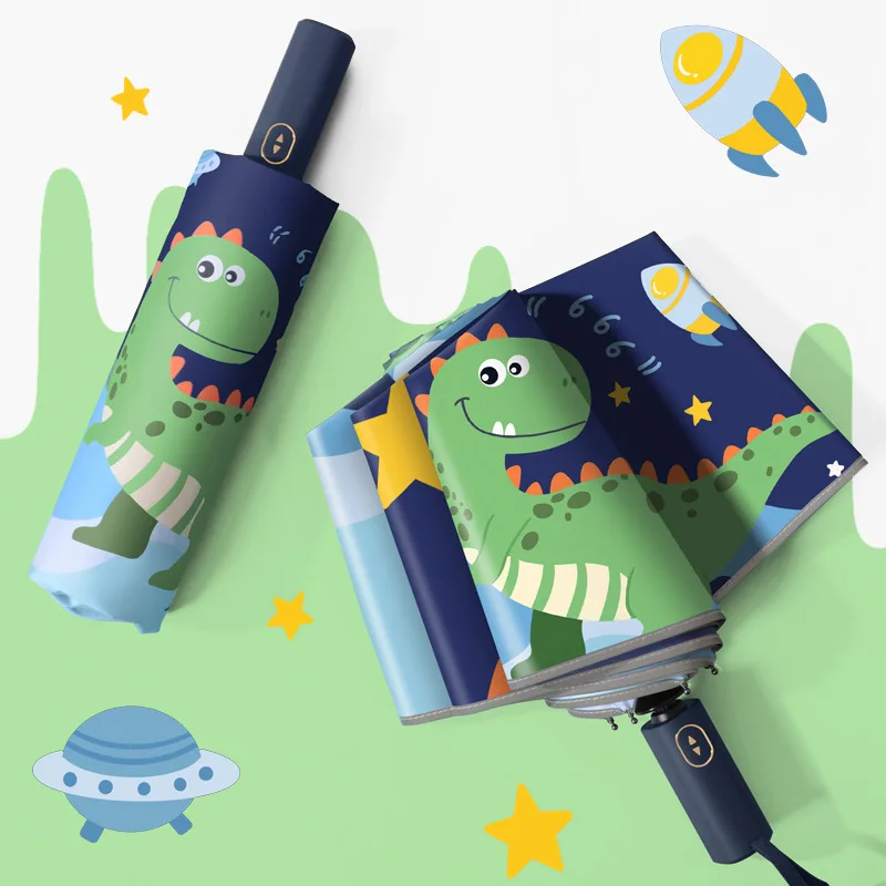 

Reflective Strip Safety Anti-Rebound Kids' Umbrella Foldable Lightweight UV Protection Cute Animal Designs Boy Girls Students