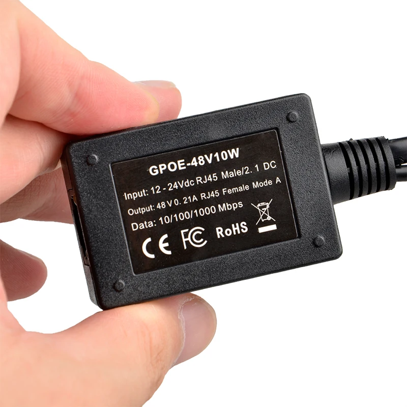 24V to 48V PoE Converter 10-30V DC Input 10W Output Gigabit PoE Injector Adapter for 802.3af Devices 12V Solar to PoE Conversion