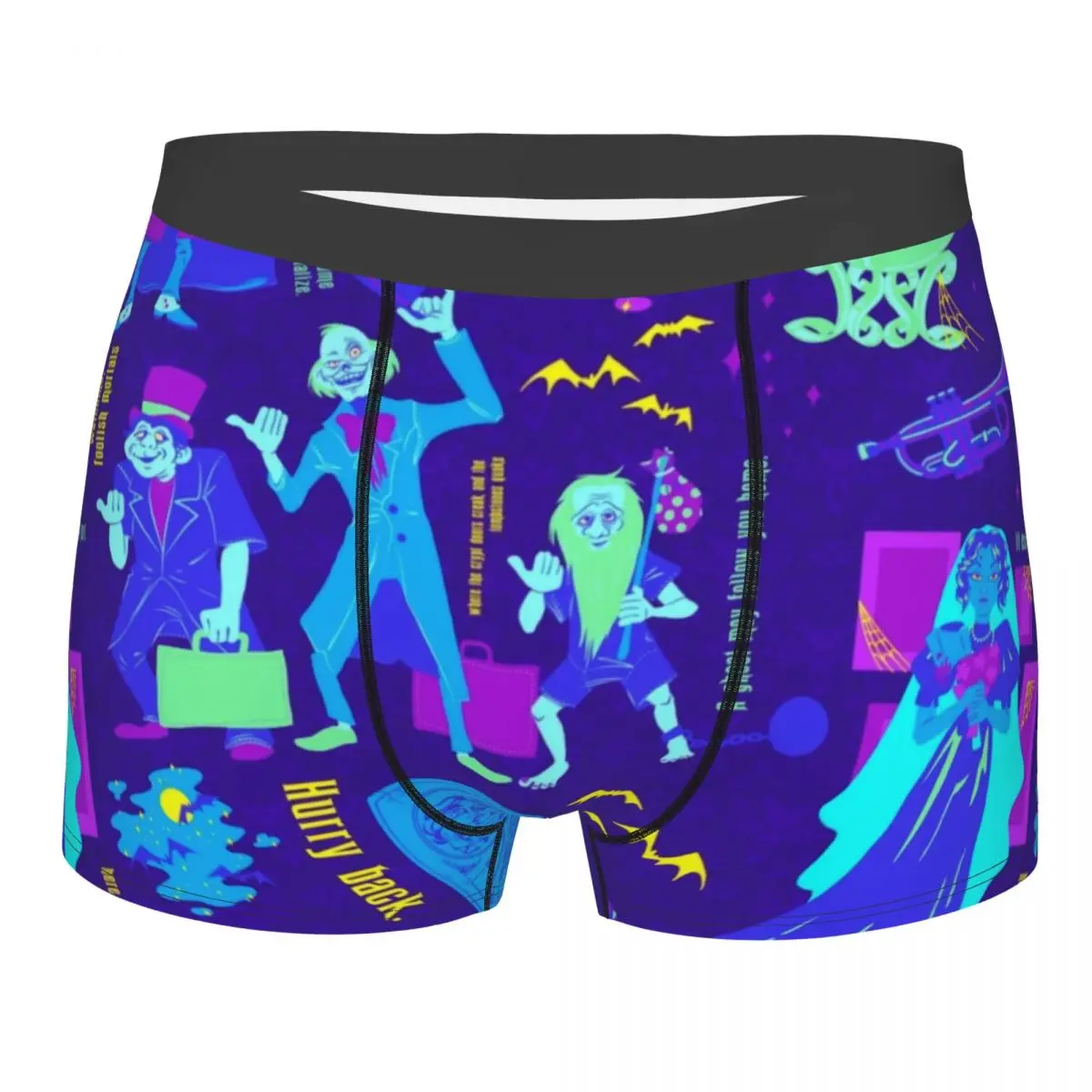 Masculino impresso personalizado feliz assombrada mansão cueca, Grim sorrindo fantasma boxer, cuecas shorts, calcinha macia, cuecas