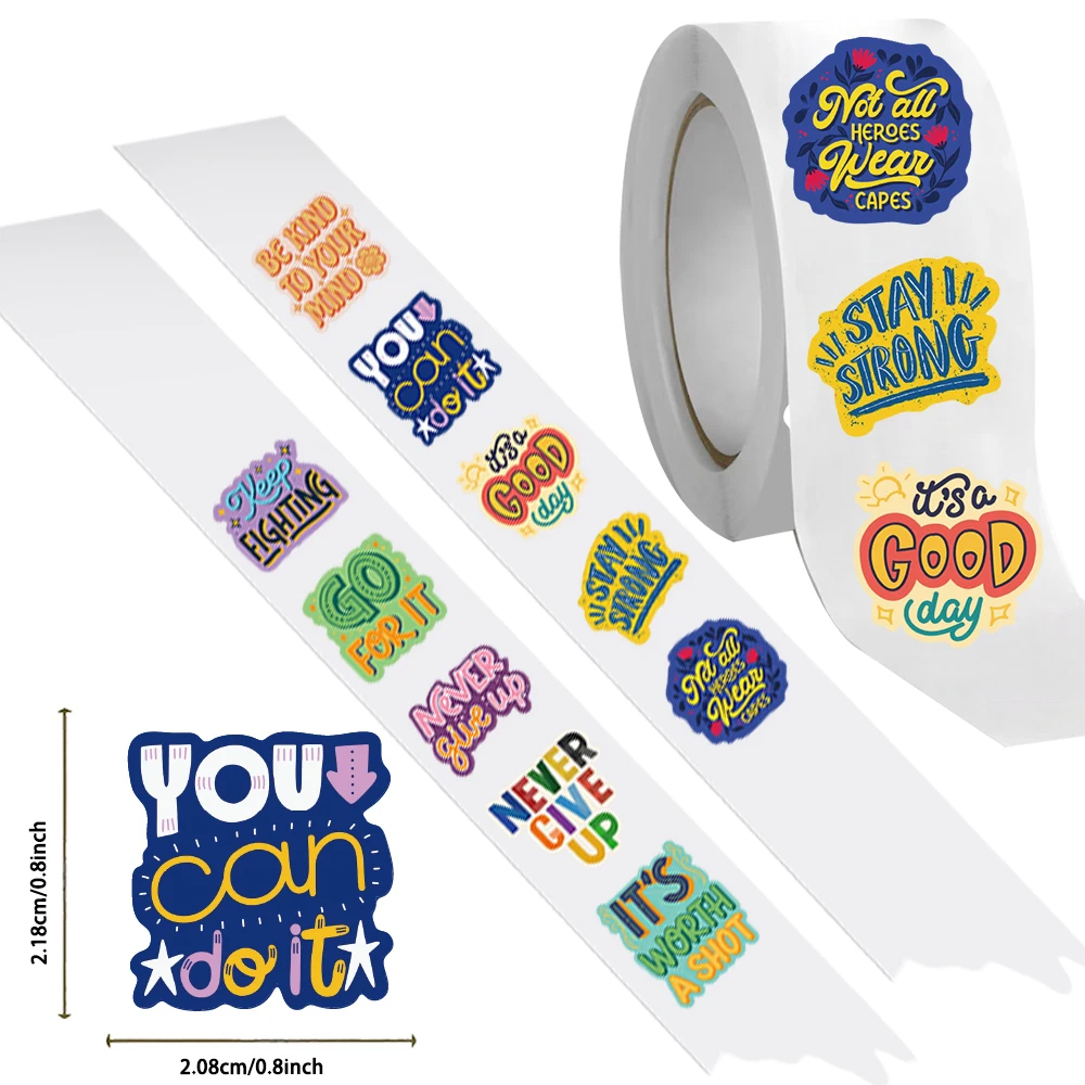 Inspiring Planner Stickers Roll 500Pcs 10 Styles Funny Encouraging Positive Affirmation Decal Pack for Laptop