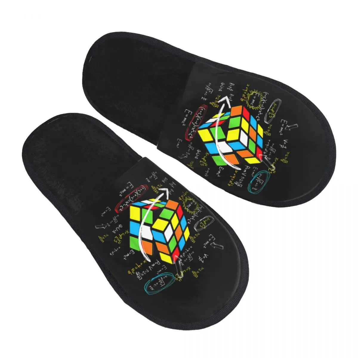 Custom Math Rubik Rubix Cube Caps Soft Memory Foam House Slippers Women Cozy Warm Anti-Skid Slipper