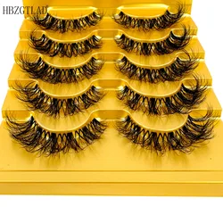 Extension de cils en vison avec bande invisible, faux cils naturels, grappes croisées, nickel é 3D, faux gros yeux, longs faux cils, 5 paires