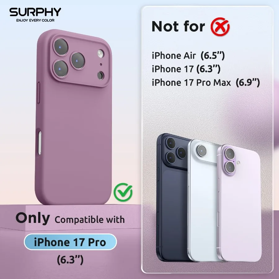 حافظة لهاتف آيفون 17 برو متوافقة مع حافظة هاتف MagSafe 6.3 بوصة 2025 من السيليكون السائل مع بطانة ناعمة من الألياف الدقيقة