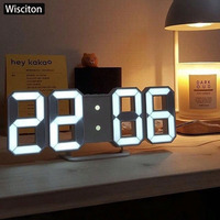 LED Time Display Wall Mounted Screen RGB Desktop Decoration 3D Stereoscopic Digital Light Alarm Clock/Date/Temperature Lamp