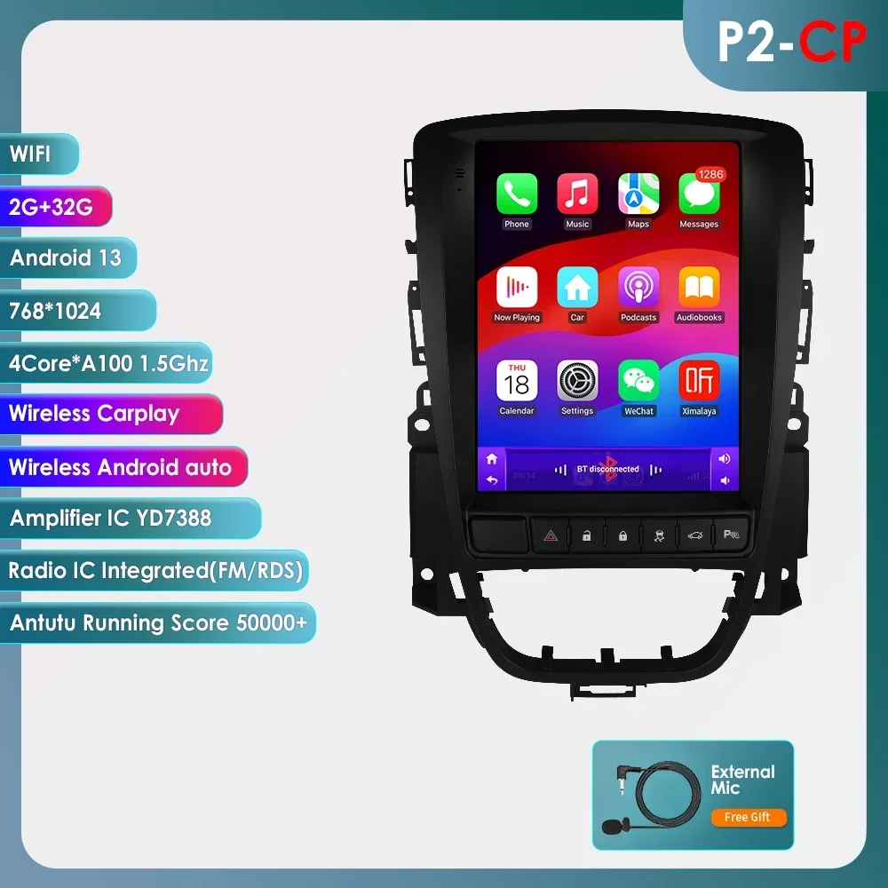 9.7 Inch Android 13 Auto Radio Voor Opel Astra J Vauxhall Buick Verano 2009-2015 Multimedia Video 4G Wifi Carplay Head Unit 7862