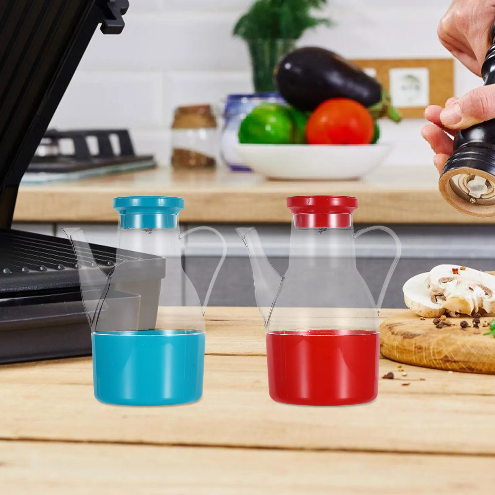 

2pcs Condiment Bottle 500Ml Oil Dispenser For Kitchen Cooking Soy Sauce Vinegar Storage Household Seasoning Container Jar Space