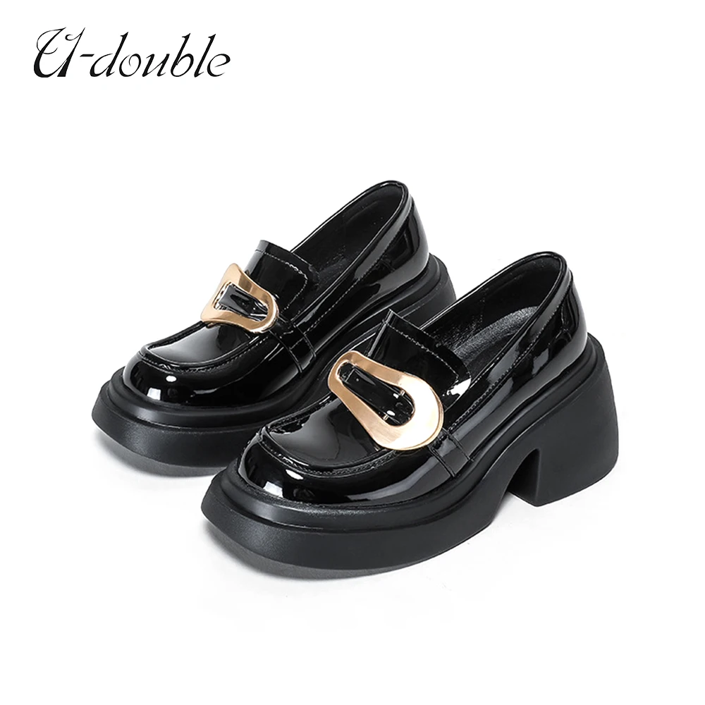 2023 Spring Luxury Designer Shoes Women's Loafers Pumps Elegant Medium Heel Platform Female British Style Casual Loafers Student