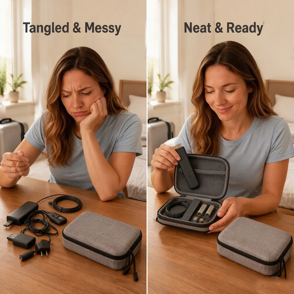 Portable Storage Bag For Roku Fire TV Stick Organizer Waterproof Shockproof with HDMI Cable Charger Earphones Carabiner Hook - view 4